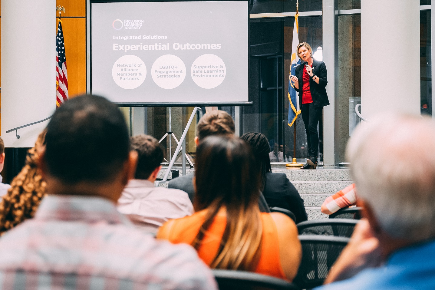 Rally fellow presenting venture at showcase