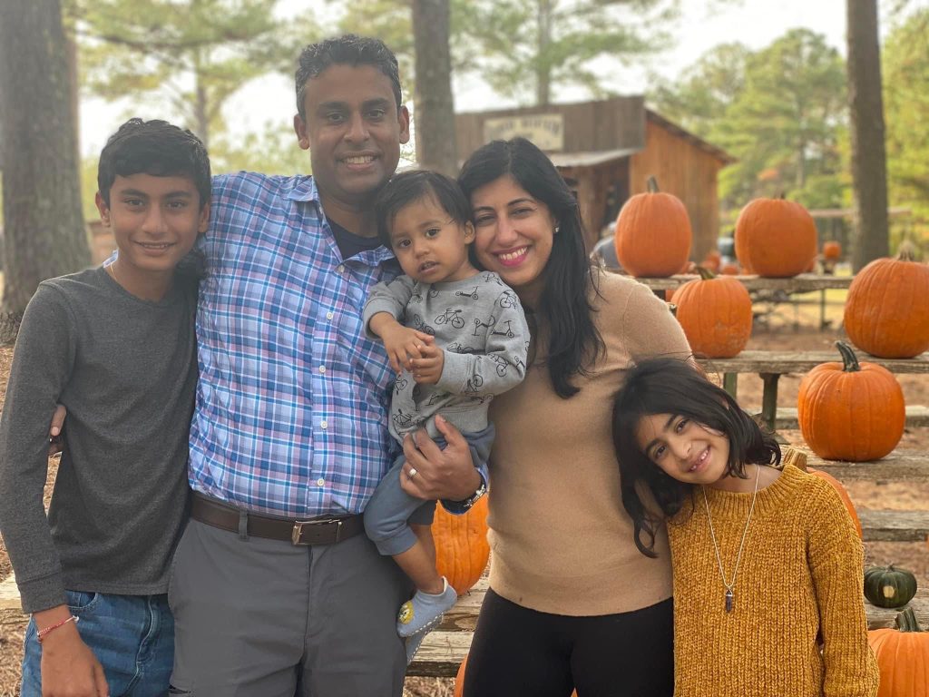 Avani and Neeraj Desai with their children